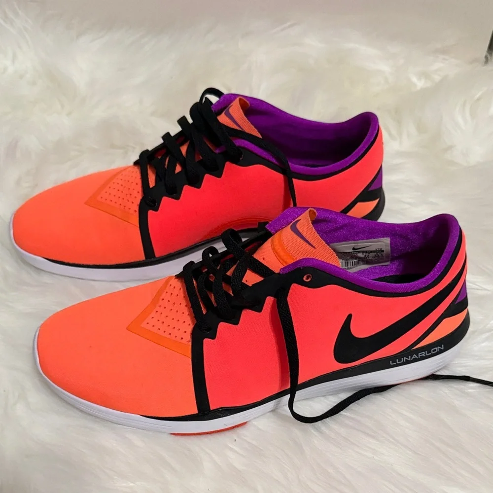 Nike Lunar Sculpt Cross Training Sneakers Lunarlon Neon Orange Athleisure Gym